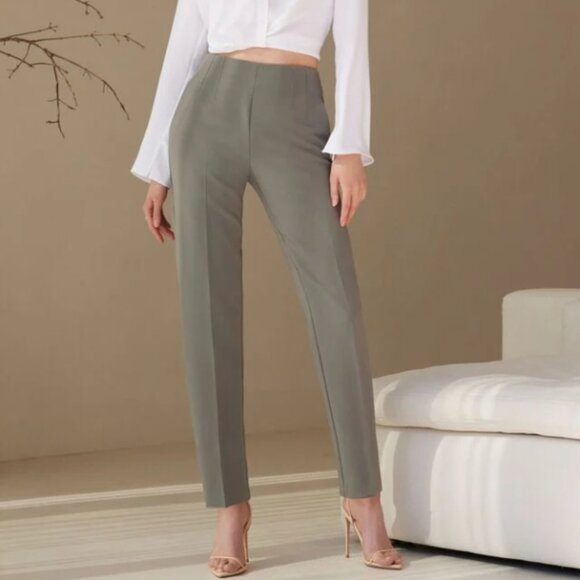 Dynamite Kendall High Waisted Grey Slim Trousers Pants with Side Zip - Picture 1 of 6
